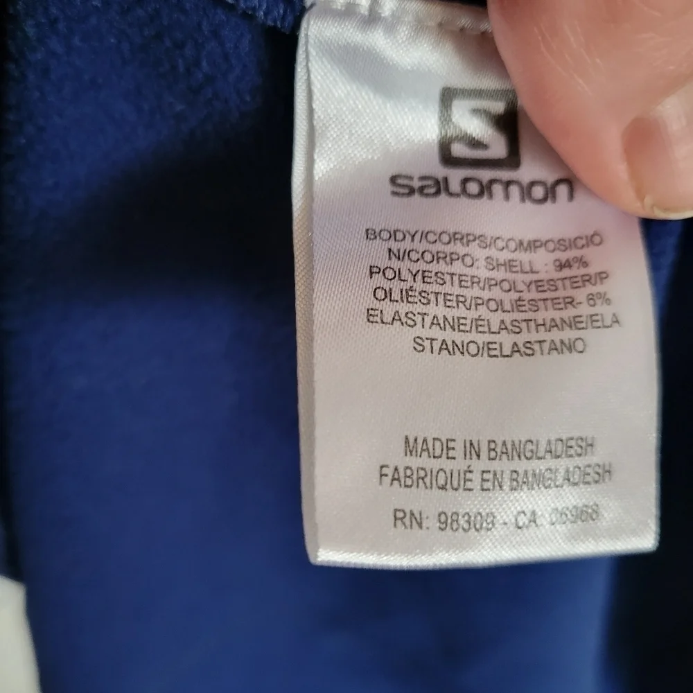 Salomon Full Zip Sweatshirt Fleece Lined Blue Long Sleeve M Medium